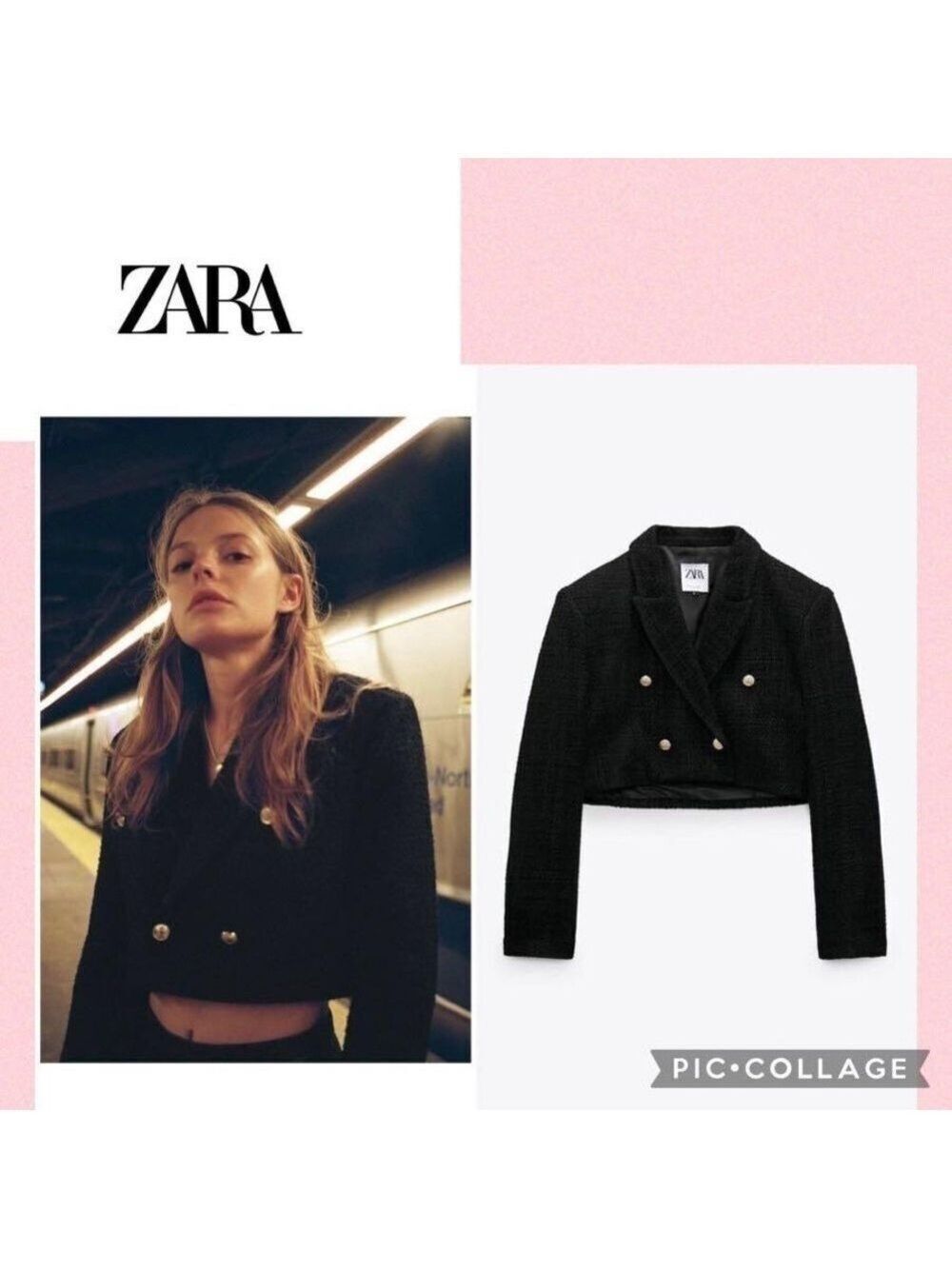 Zara Women Gold Button Up Textured Crop Jacket XS S